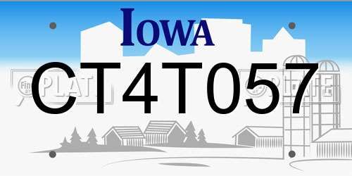 CT4T057 Iowa License Plate