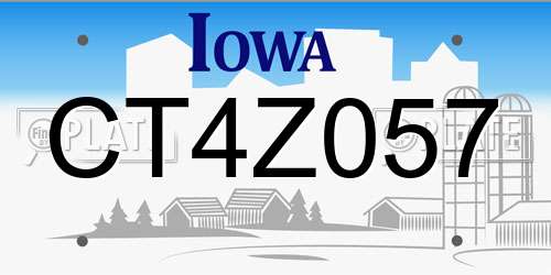 CT4Z057 Iowa License Plate