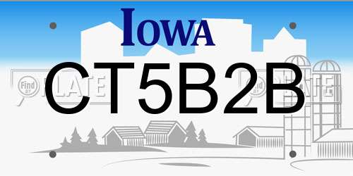 CT5B2B Iowa License Plate