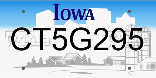 CT5G295 Iowa License Plate
