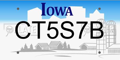 CT5S7B Iowa License Plate