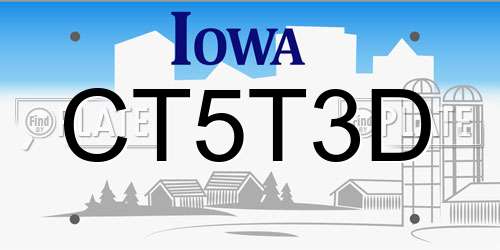 CT5T3D Iowa License Plate