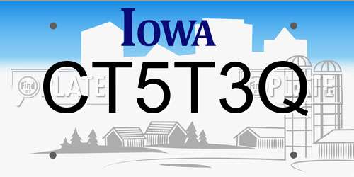 CT5T3Q Iowa License Plate