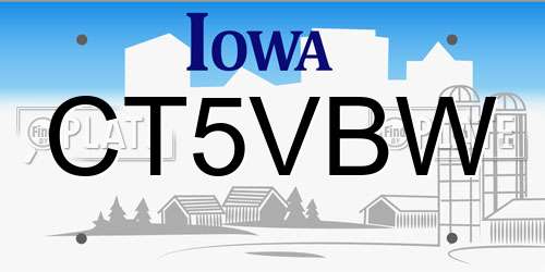 CT5VBW Iowa License Plate