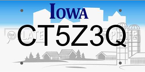 CT5Z3Q Iowa License Plate