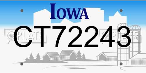 CT72243 Iowa License Plate