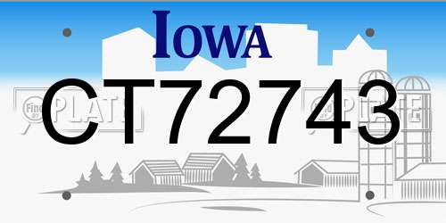 CT72743 Iowa License Plate