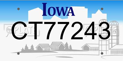 CT77243 Iowa License Plate