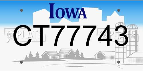 CT77743 Iowa License Plate