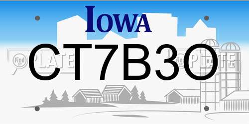 CT7B3O Iowa License Plate