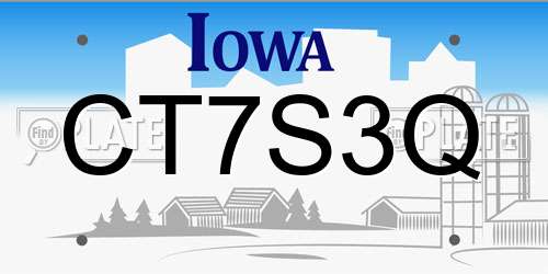 CT7S3Q Iowa License Plate