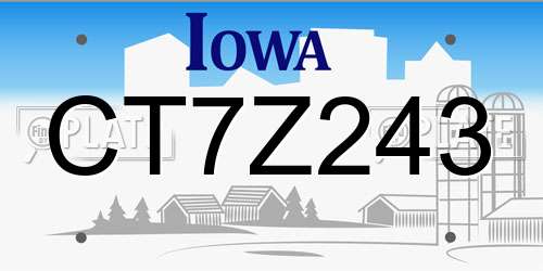 CT7Z243 Iowa License Plate