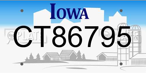 CT86795 Iowa License Plate