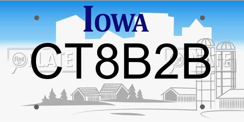 CT8B2B Iowa License Plate