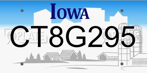 CT8G295 Iowa License Plate