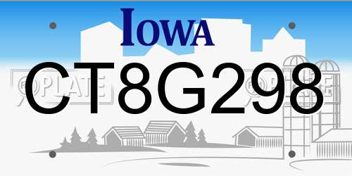 CT8G298 Iowa License Plate