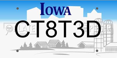 CT8T3D Iowa License Plate