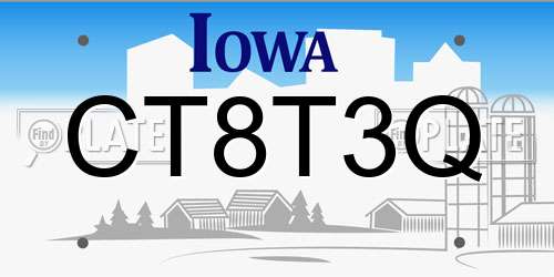 CT8T3Q Iowa License Plate