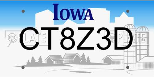 CT8Z3D Iowa License Plate