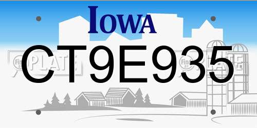 CT9E935 Iowa License Plate