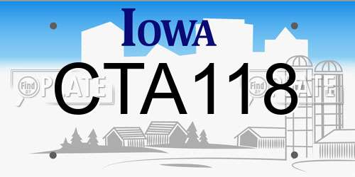 CTA118 Iowa License Plate