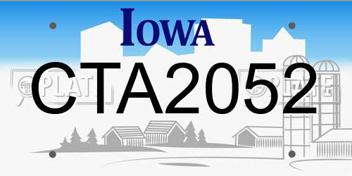CTA2052 Iowa License Plate