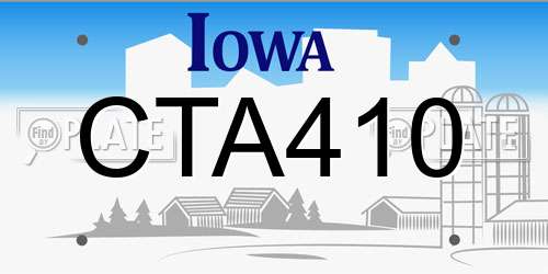 CTA410 Iowa License Plate