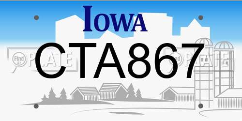 CTA867 Iowa License Plate