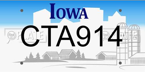 CTA914 Iowa License Plate