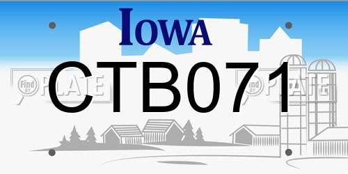 CTB071 Iowa License Plate
