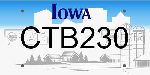 CTB230 Iowa License Plate