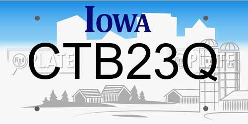 CTB23Q Iowa License Plate