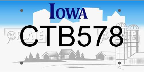 CTB578 Iowa License Plate