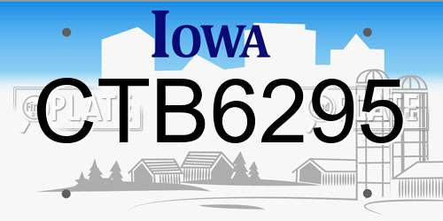 CTB6295 Iowa License Plate