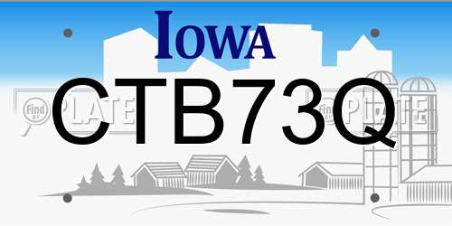 CTB73Q Iowa License Plate