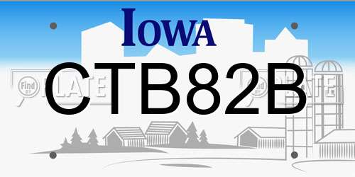 CTB82B Iowa License Plate