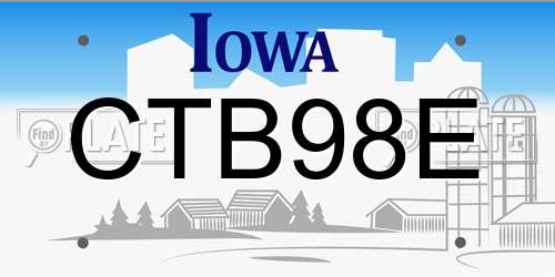 CTB98E Iowa License Plate
