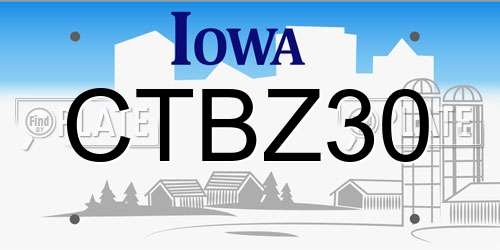 CTBZ30 Iowa License Plate