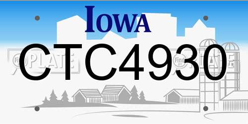 CTC4930 Iowa License Plate