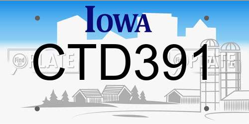 CTD391 Iowa License Plate