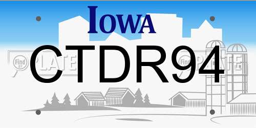 CTDR94 Iowa License Plate