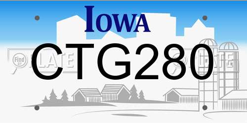 CTG280 Iowa License Plate