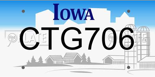 CTG706 Iowa License Plate