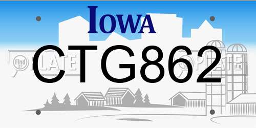 CTG862 Iowa License Plate