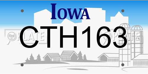 CTH163 Iowa License Plate