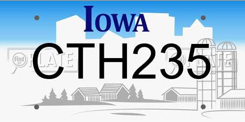 CTH235 Iowa License Plate