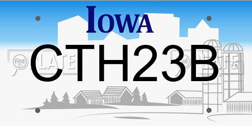 CTH23B Iowa License Plate