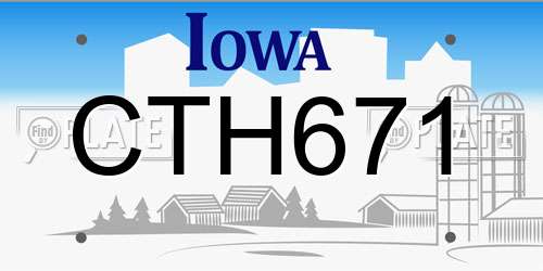 CTH671 Iowa License Plate