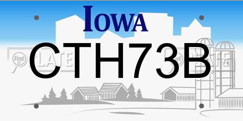 CTH73B Iowa License Plate