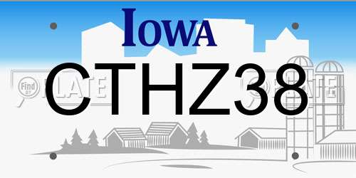 CTHZ38 Iowa License Plate